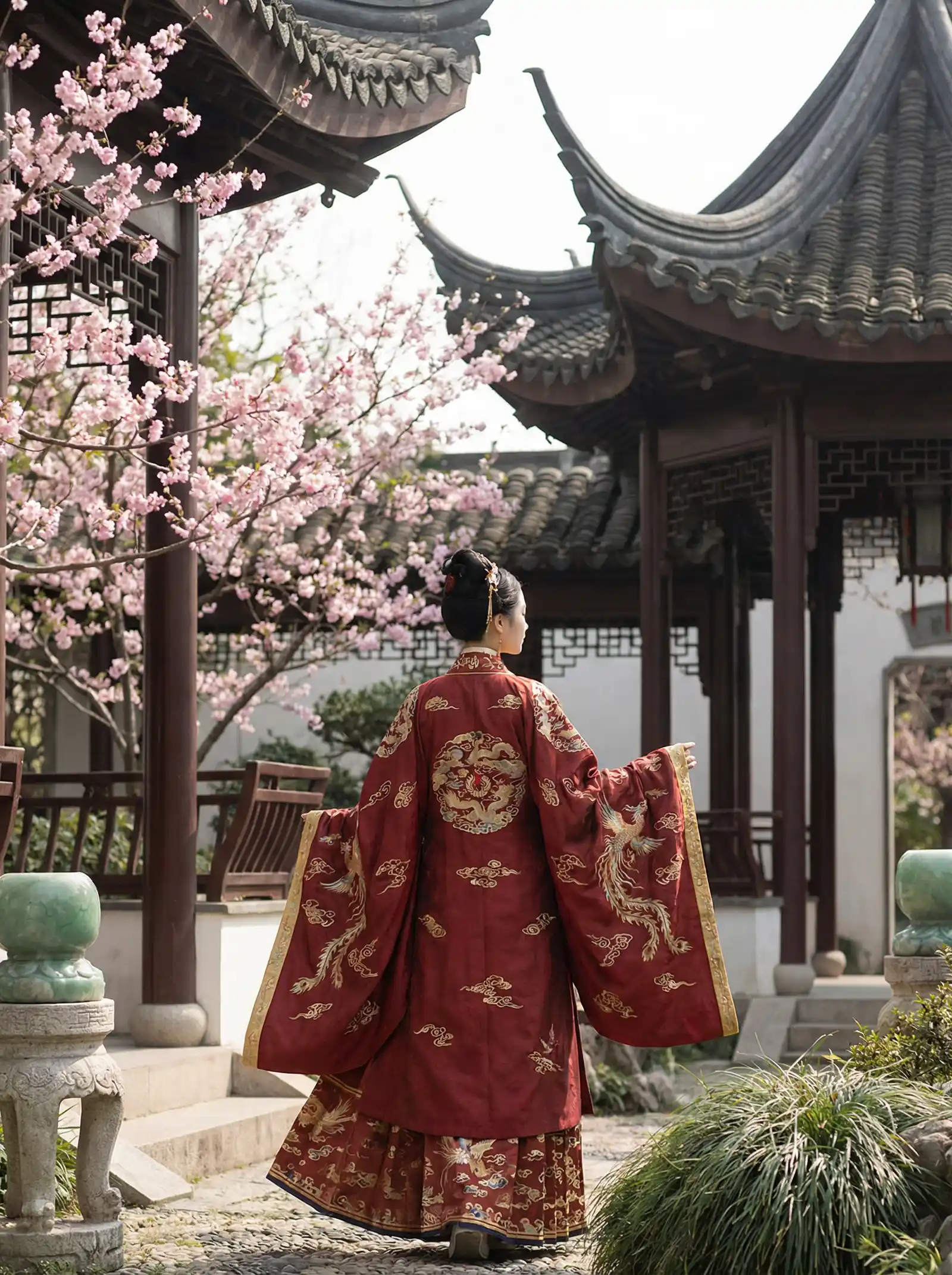 宝贝和我下载 明制汉服红色凤凰刺绣